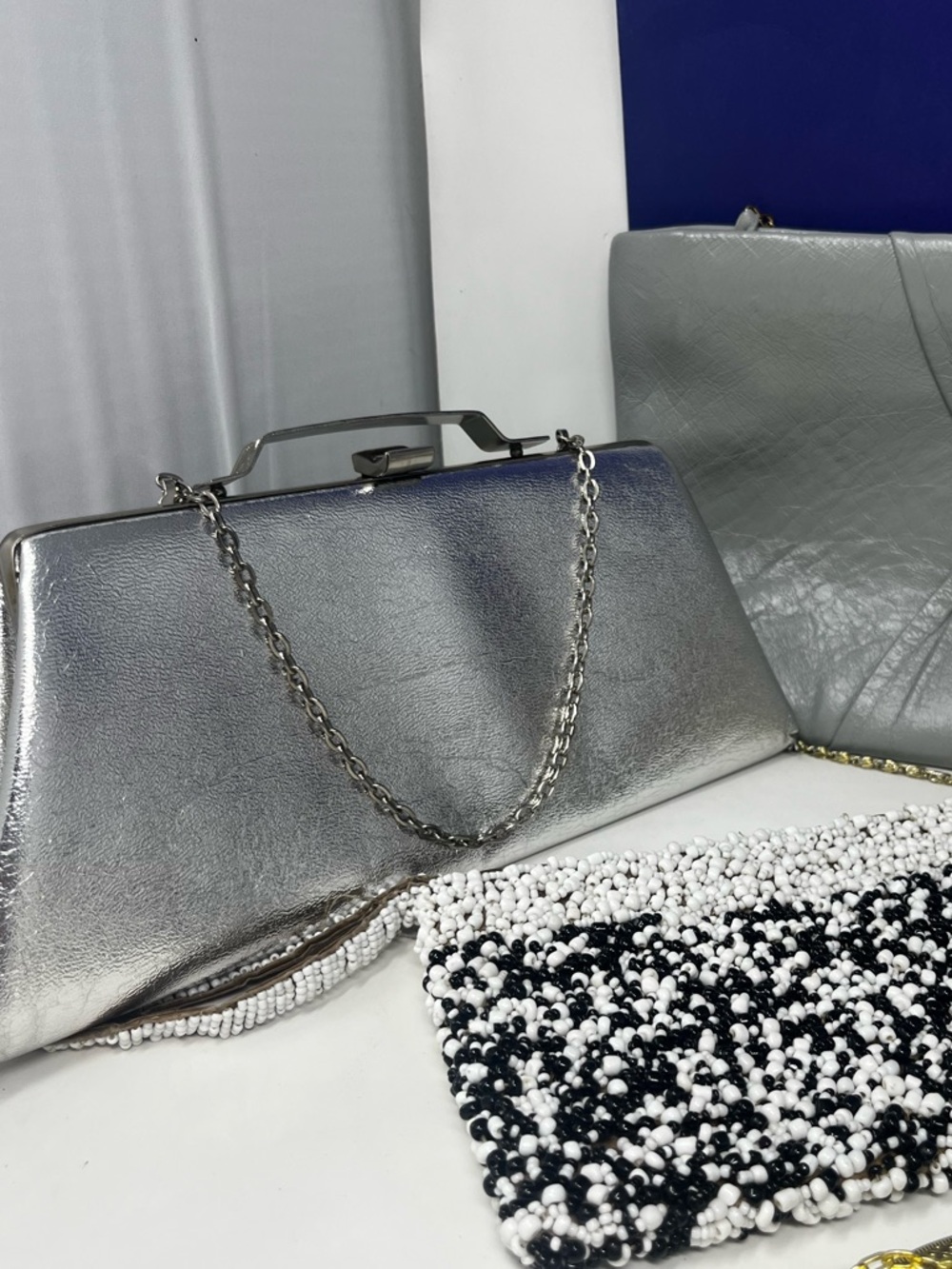 Bundle of 8 Silver Sequin Evening Clutch Vintage Bags - Picture 6 of 16